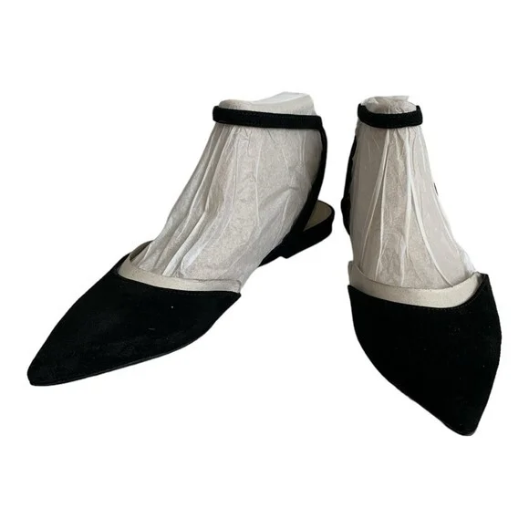 Nine West Briy Black Suede Flats Women’s Ankle Strap Pointed Toe Size 6 - Picture 8 of 14